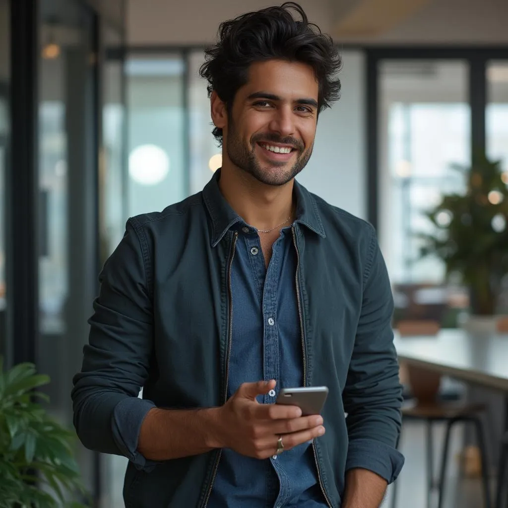 Emprendedor tecnológico satisfecho